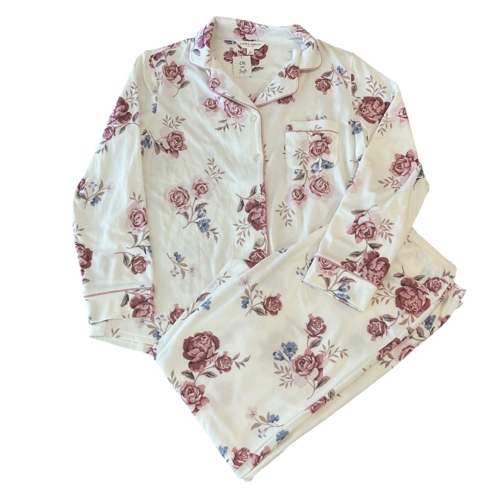 NWT Laura Ashley Oh So Soft Pajama Sleep Set Womens Medium Floral